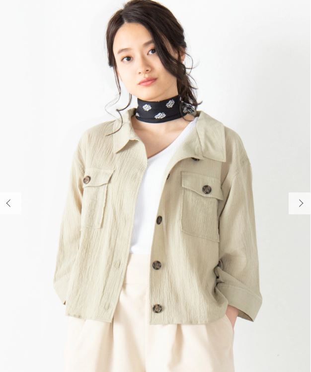 WE GO 楊柳クロップドシャツ8分袖シャツ
